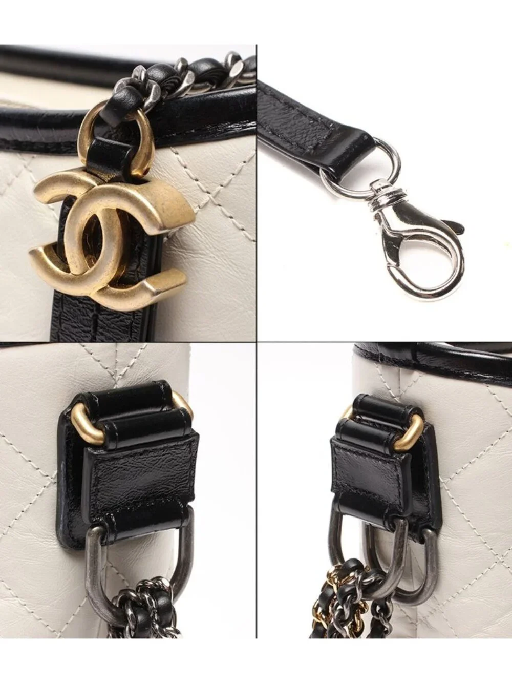 Chanel Shoulder Bag Gabrielle de Double Chain Silver Gold Hobo